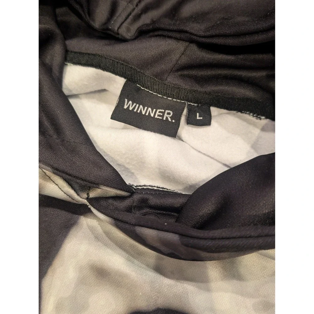 Winner AOP Monochrome Skull‎ Hoodie Mens Large Black Pullover Streetwear Scuba